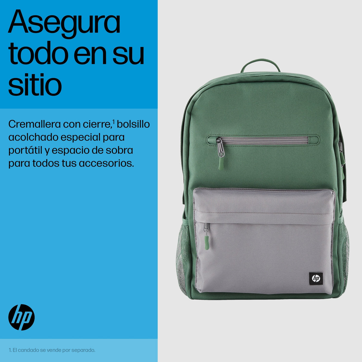 EAN 0197192487617 - HP Campus Green Backpack mochila Mochila informal Verde, Gris Poliéster, Poliespuma imagen 5