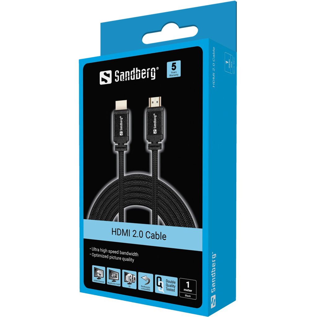Cable Sandberg Hdmi 2.0 19m-19m, 1m, Resolutions Up To 4k, Dualview, True 21:9