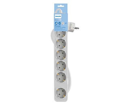Regleta Con Interruptor Philips Chp2164w 62 6 Tomas De Corriente Cable 1.5m Blanco