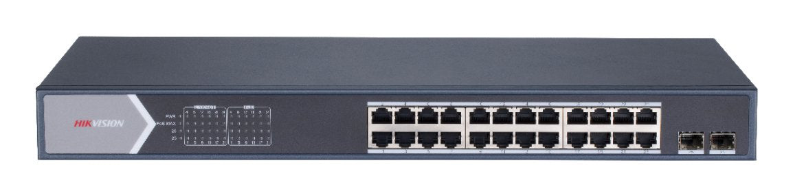 Switch 24 Puertos Poe+ 10/100/1000 Mbps 2 Puertos Sfp Uplink Hik Proconnect Gestión Inteligente Hikvision
