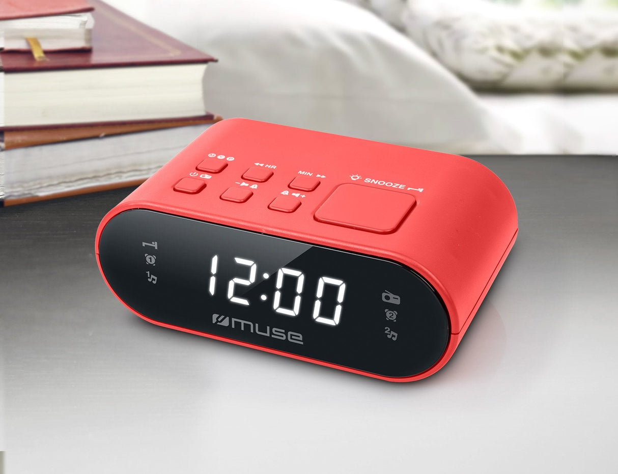 Muse M-10 Rojo Radio Despertador Fm Con Altavoz Integrado