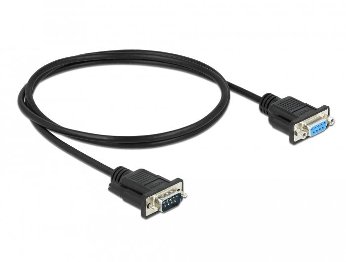 Delock Rs-232 Cable Seriell D-Sub9 Stecker Zu Buchse Nullmodem Mit Schmalem Steckergehäuse 1 M