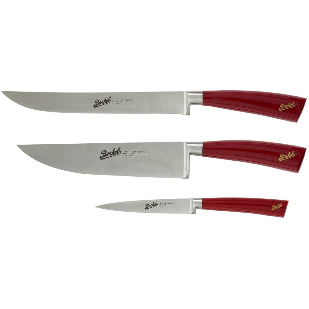 Cuchillo Berkel Elegance Rojo Set Chef 3 Unds.