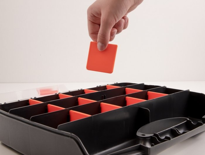 Sortimentsbox Mit 17 Fächern 320 X 255 X 60 Mm Naranja Schwarz