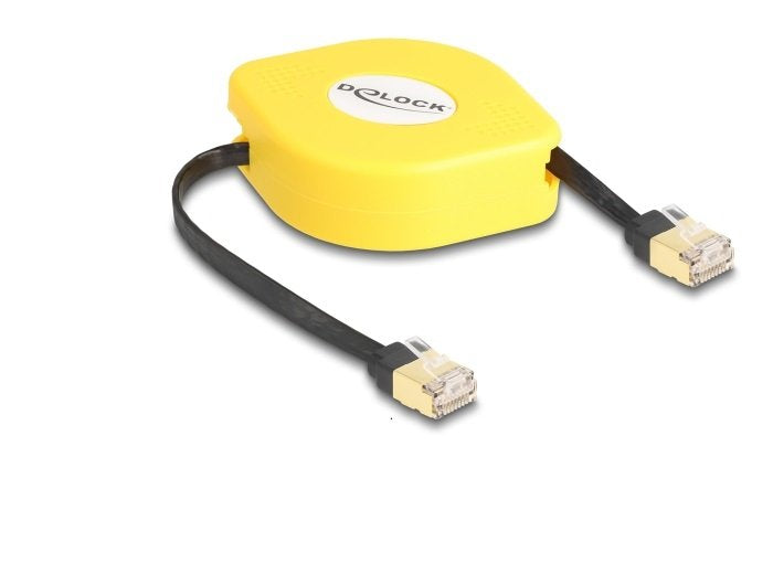 Delock 80239 Cable Retráctil Rj45 Cat.6a Stp 1,5 M, Negro / Amarillo