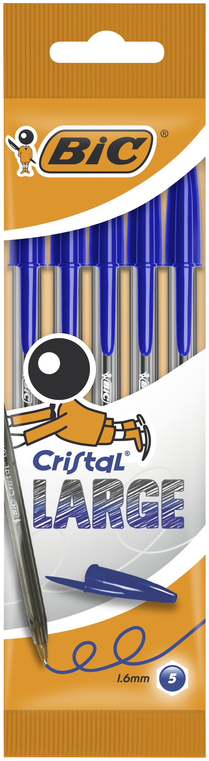 Bolígrafos De Tinta Bic Cristal Large 888746/ 5 Unidades/ Azul