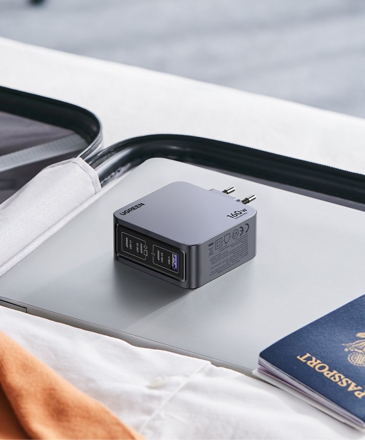 EAN 6941876228775 - Ugreen Nexode Pro 160W GaN Charger with USB-C Cable Universal Negro, Gris Corriente alterna Carga rápida imagen 12