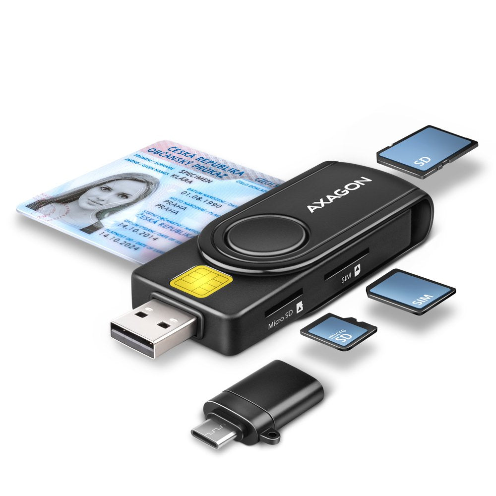 EAN 8595247906953 - Axagon CRE-SMP2A USB Smart card & SD/microSD/SIM PocketReader lector de tarjeta inteligente Interior USB imagen 1