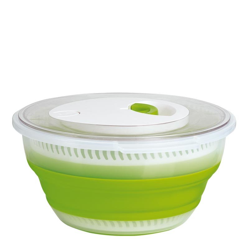 Emsa Basic Escurridor De Ensalada Verde Botón, Cuenco Verde/Transparente, Botón, Verde, Polipropileno (Pp), Elastómero Termoplástico (Tpe), 4 L, Alrededor, 285 Mm