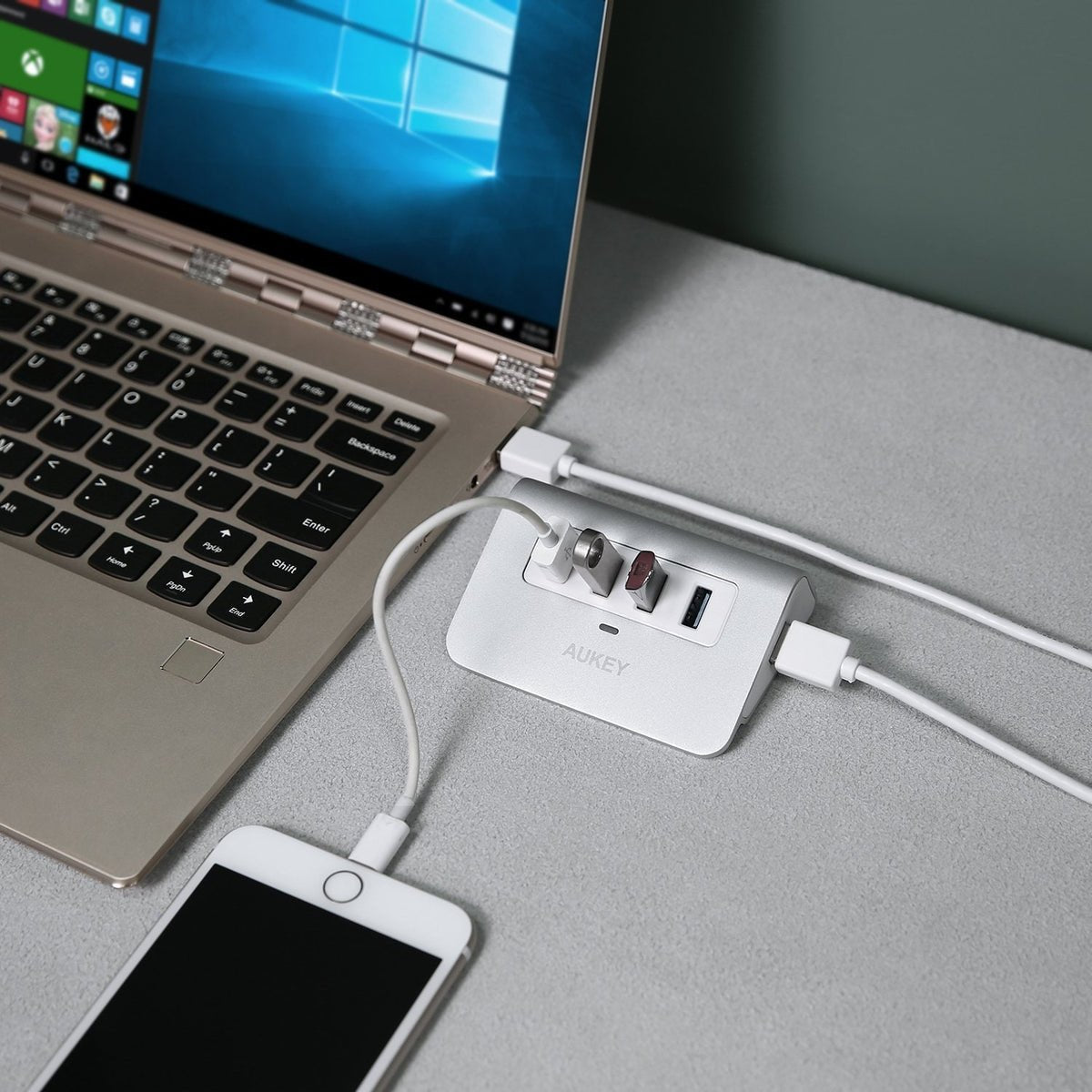 Aukey Cb-H5 Aluminium Hub Usb-A 4in1 4xusb 3.0 5gbps