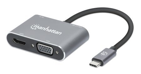 Manhattan Docking Station De Usb-C A Hdmi Y Vga, 4 En 1, Con Suministro De Energía