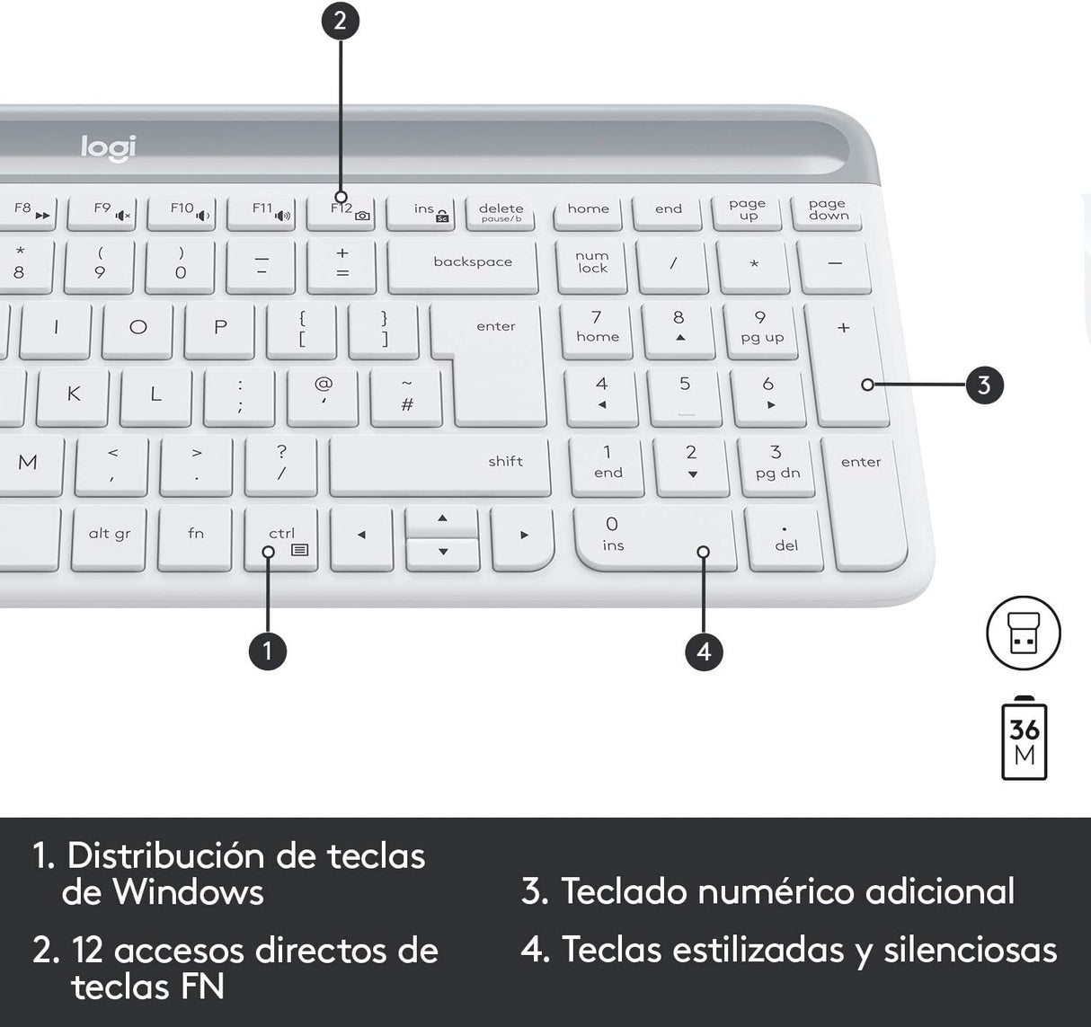 Teclado Español + Ratón Logitech MK470 Inalámbrico Blanco