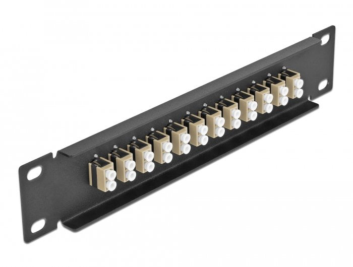 Delock 66767 Panel De Conexión De Fibra Óptica De 10" De 12 Puertos Lc Duplex Beis 1u Negro
