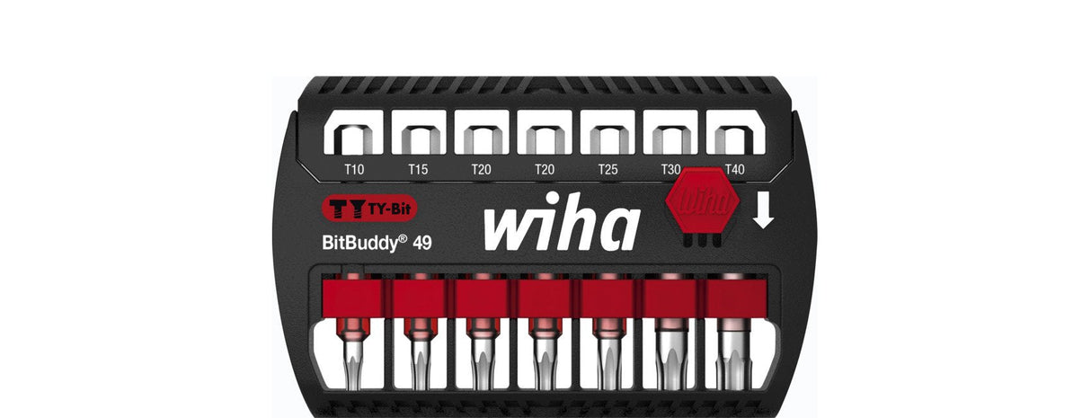 Juego De Puntas Wiha Bitbuddy Ty Bits 49 Mm, 7 Piezas Negro/Rojo, Torx 42115