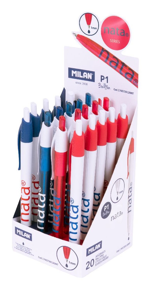 Milan Bolígrafo P1 Nata® 624 Tinta Azul Caja Expositora 20 Ud