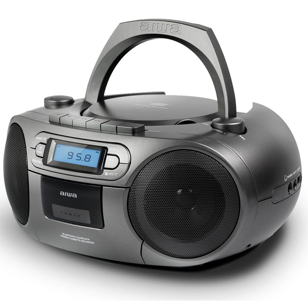 Radio Cd-Casete Aiwa Boombox Bbtc-550mg Gris Casete/Cd/Usb/Bt/Mp3/Fm Pll/Aux In 3.5mm/2x3w Bbtc-550mg