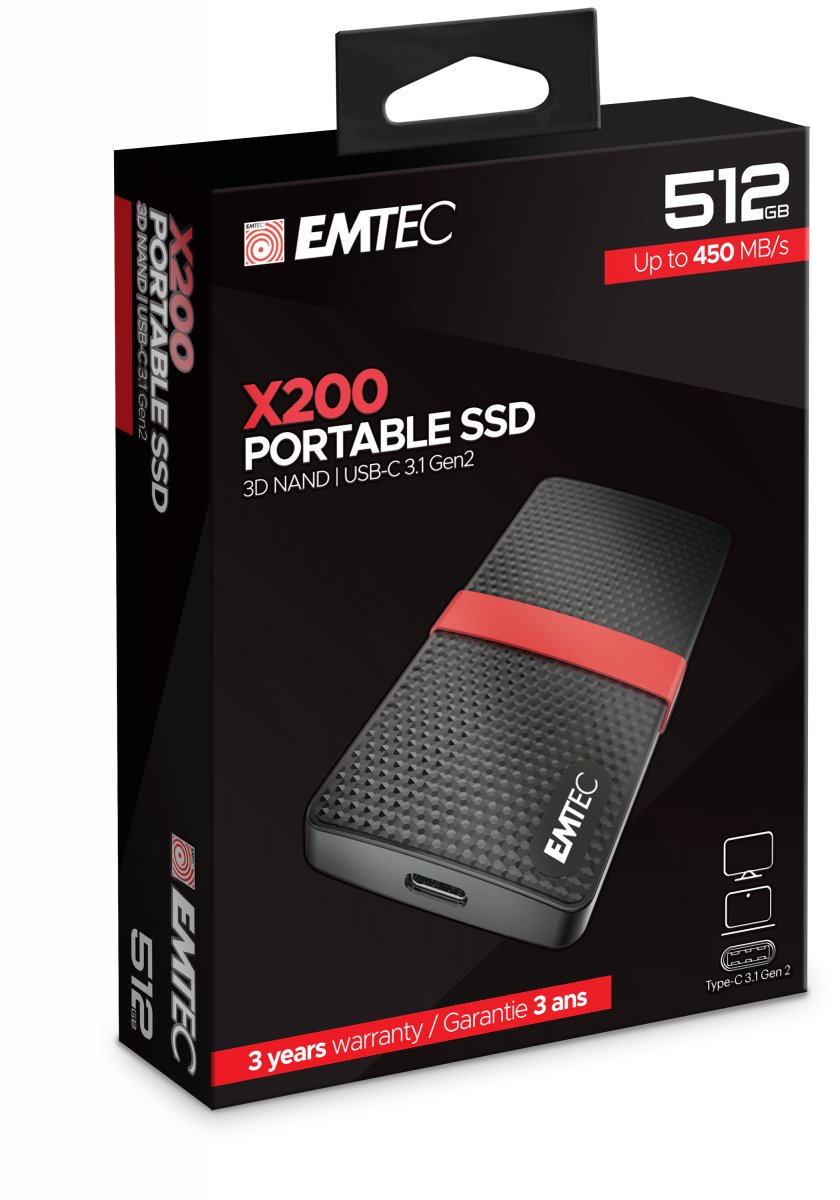 Disco Externo Ssd Emtec 512gb 3.1 Gen2 X200 Portable Retail