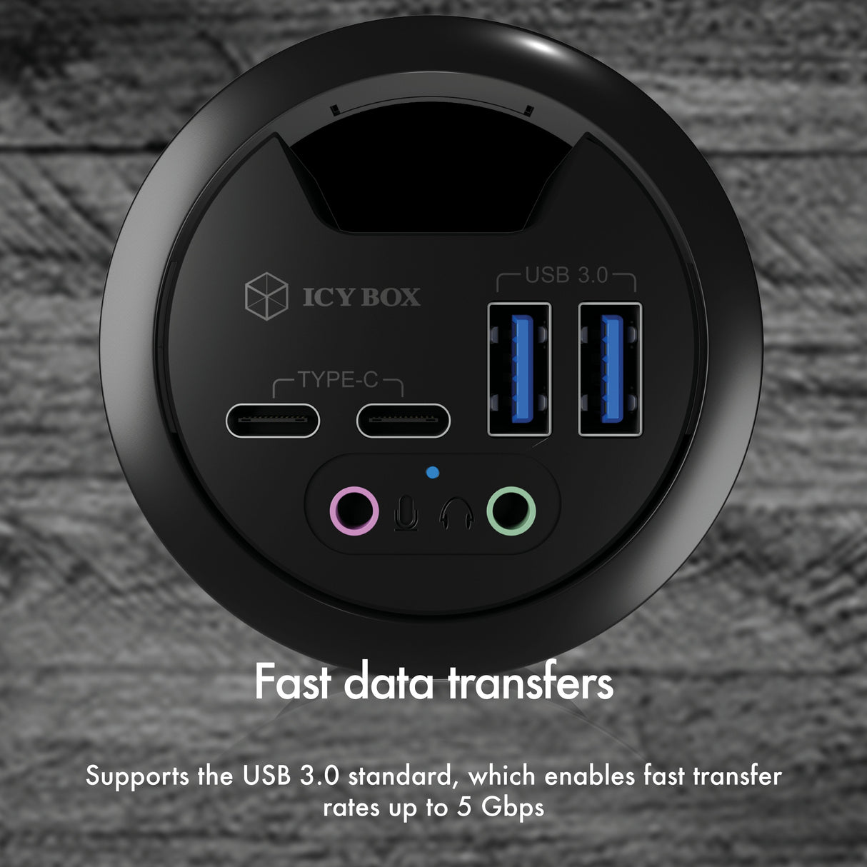 Icy Box Usb3.0 Hub Tipo-C / -A / Audio Icy Box Ib-Hub1403b, 120 Cm De Longitud Del Cable