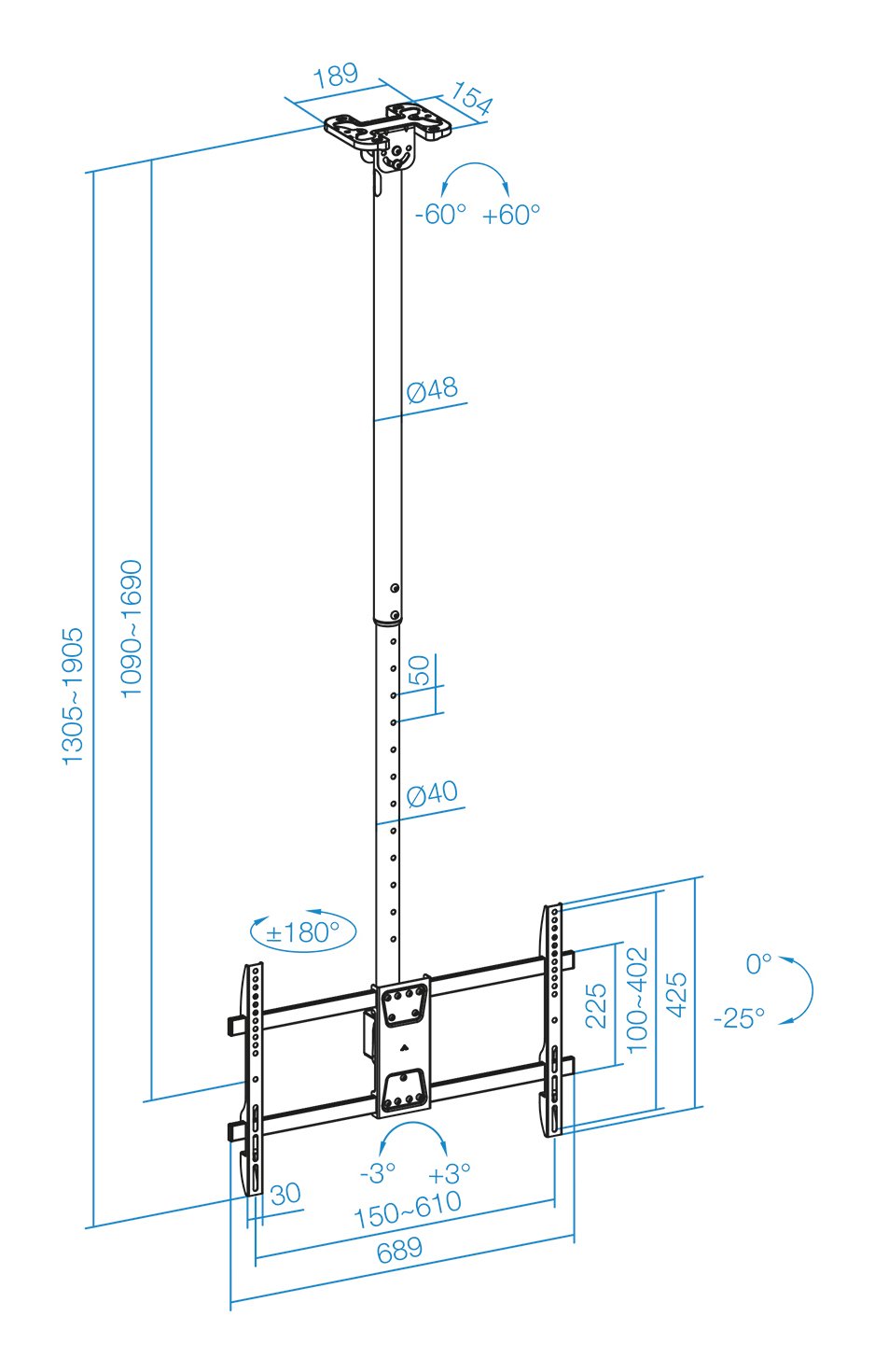 EAN 8433281014817 - TooQ LPCE1186TSLI-XL-B soporte para TV 2,18 m (86") imagen 8