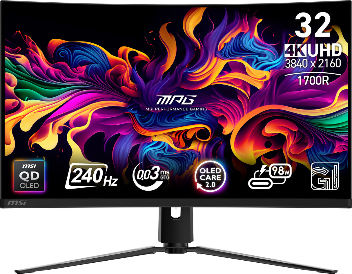 Monitor Msi Mpg 321curx Qd-Oled 31.5" 3840 X 2160 Pixeles 4k Ultra Hd Negro