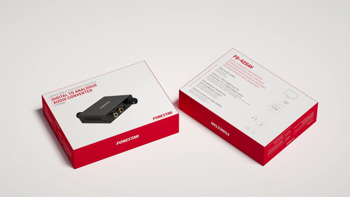 Convertidor De Audio Fonestar Fo-42dav Entrada Toslink Y Rca Salida 2x Rca 1x Jack 3.5