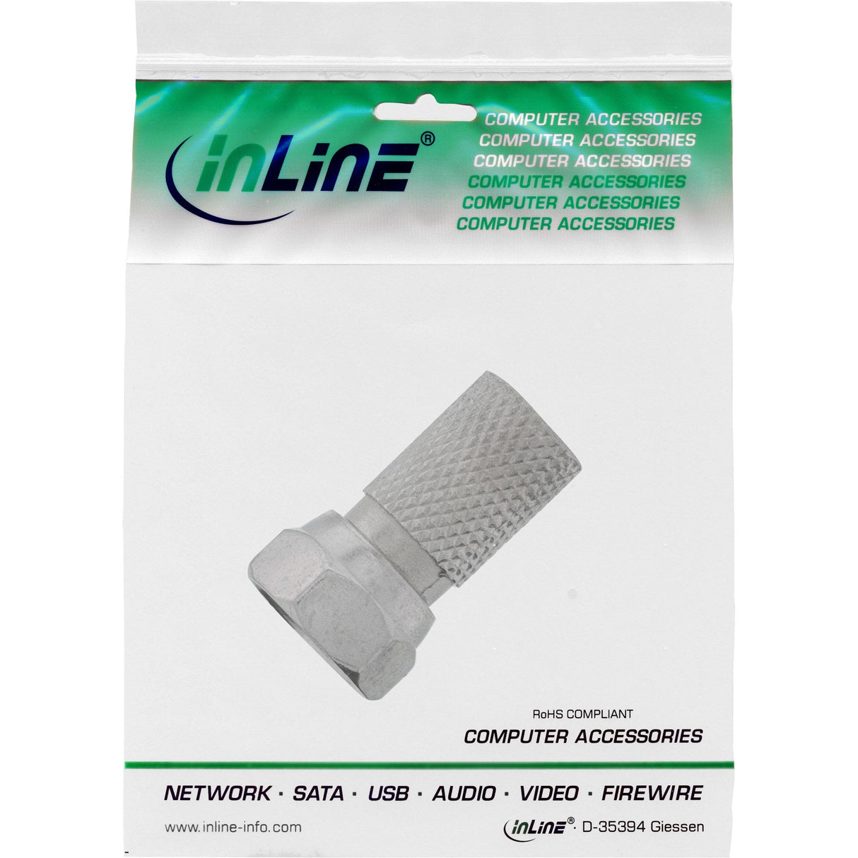 Inline F-Plug Macho Para Cable Coaxial Con Cubierta De Cable De 7,5 Mm