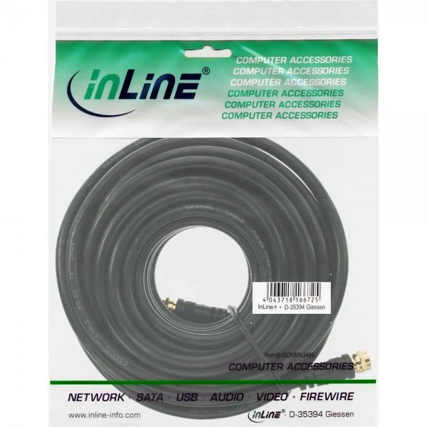 Cable Inline Sat Premium 2x Blindado 2x F-Plug >85db Negro 15m