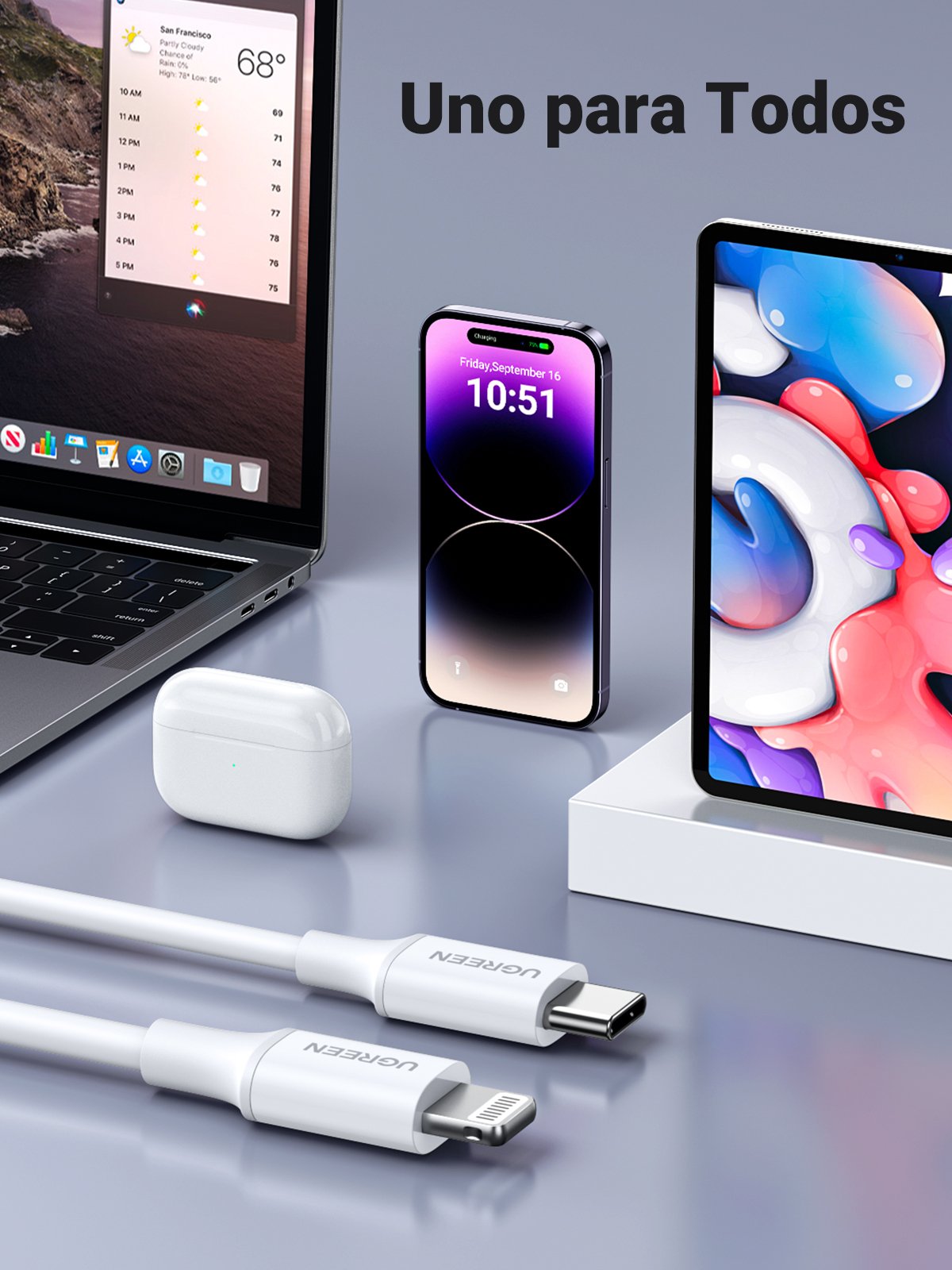 EAN 6957303814930 - Ugreen 10493 cable de conector Lightning 1 m Blanco imagen 8