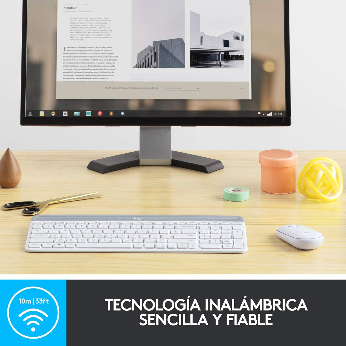 Teclado Español + Ratón Logitech MK470 Inalámbrico Blanco