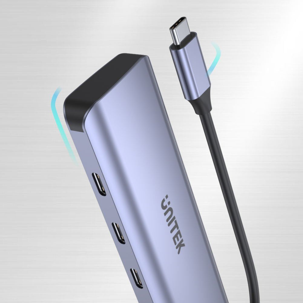 EAN 4894160048035 - UNITEK uHUB Q4 USB 3.2 Gen 1 (3.1 Gen 1) Type-C 5000 Mbit/s Gris imagen 6
