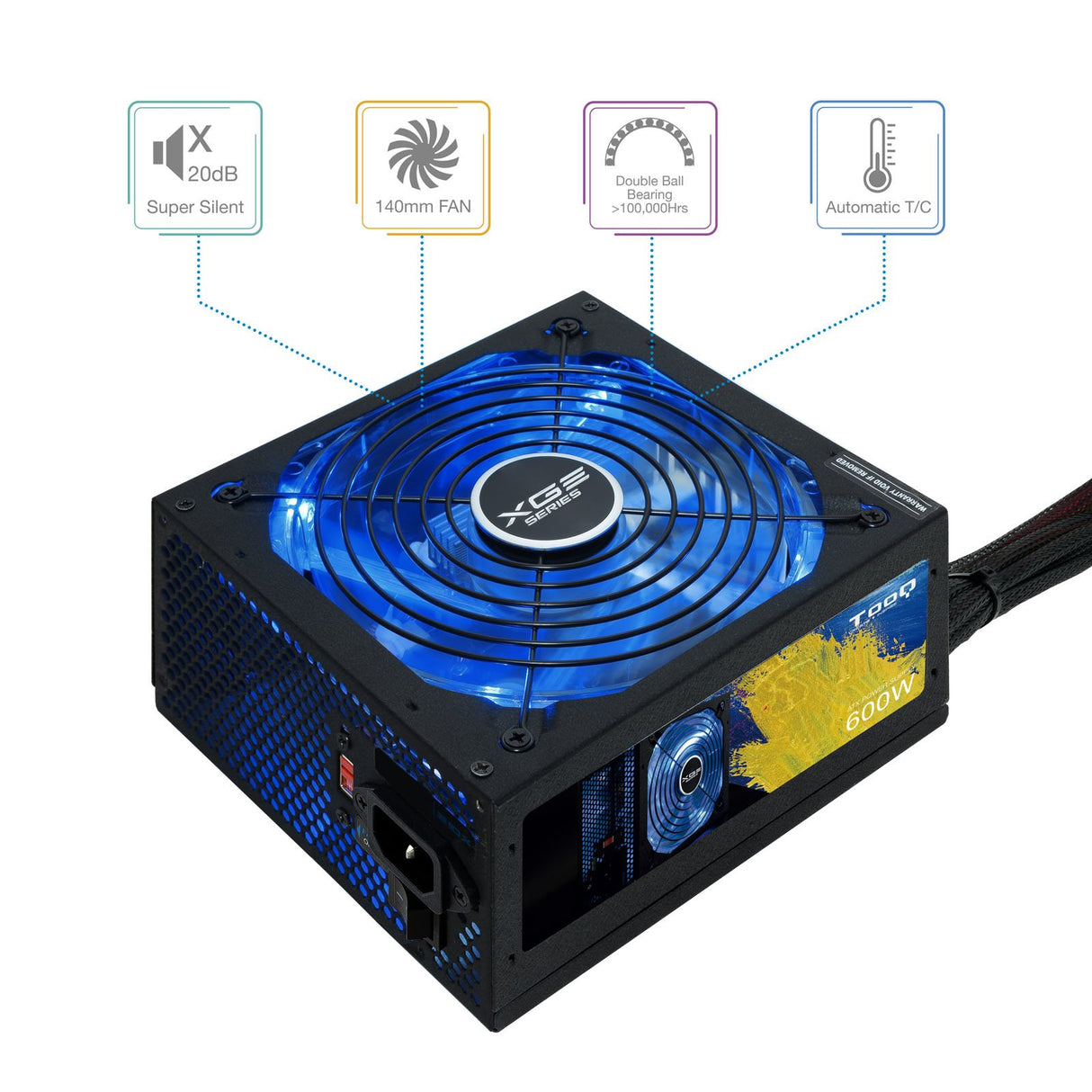 EAN 8433281007581 - TooQ TQXGEII-600SAP unidad de fuente de alimentación 600 W 20+4 pin ATX ATX Negro imagen 9