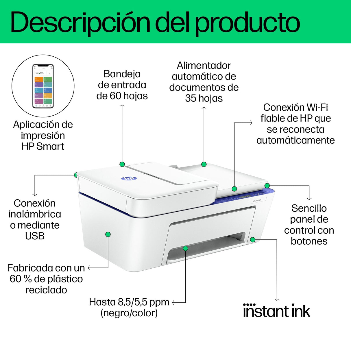EAN 0196337820821 - HP DeskJet 4230e All-in-One Printer Inyección de tinta térmica A4 4800 x 1200 DPI 8,5 ppm Wifi imagen 5
