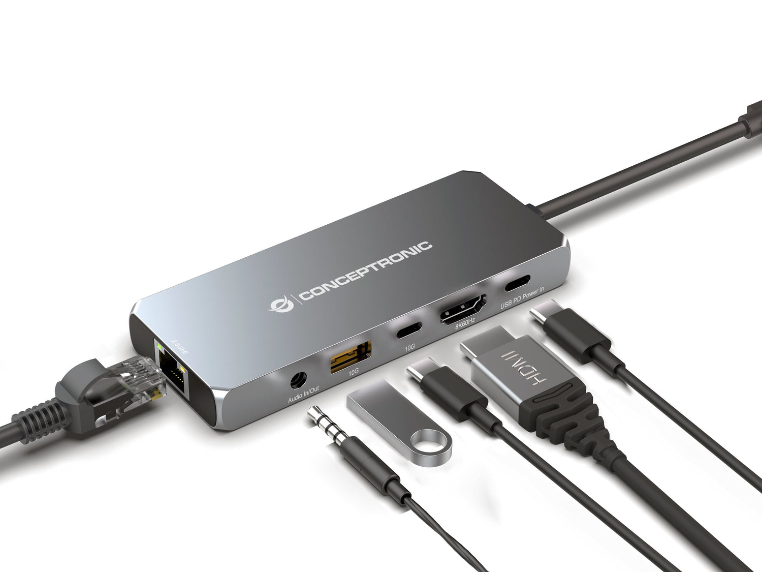 EAN 4015867231388 - Conceptronic DONN22G base para portátil y replicador de puertos Alámbrico USB 3.2 Gen 2 (3.1 Gen 2) Type- imagen 5