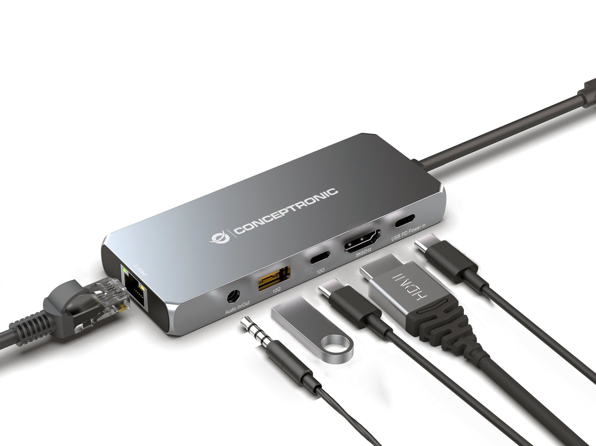 EAN 4015867231388 - Conceptronic DONN22G base para portátil y replicador de puertos Alámbrico USB 3.2 Gen 2 (3.1 Gen 2) Type- imagen 5