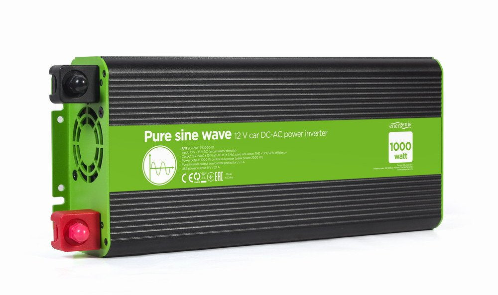 EAN 8716309124065 - EnerGenie EG-PWC-PS1000-01 adaptador e inversor de corriente Auto 1000 W Negro, Verde imagen 2