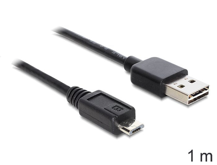 Delock Cable Easy-Usb 2.0 Tipo-A -> Usb 2.0 Micro-B M/M 1m Negro