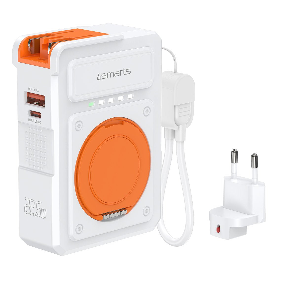 4smarts 541384 Batería Externa Polímero De Litio 10000 Mah Cargador Inalámbrico Naranja, Blanco