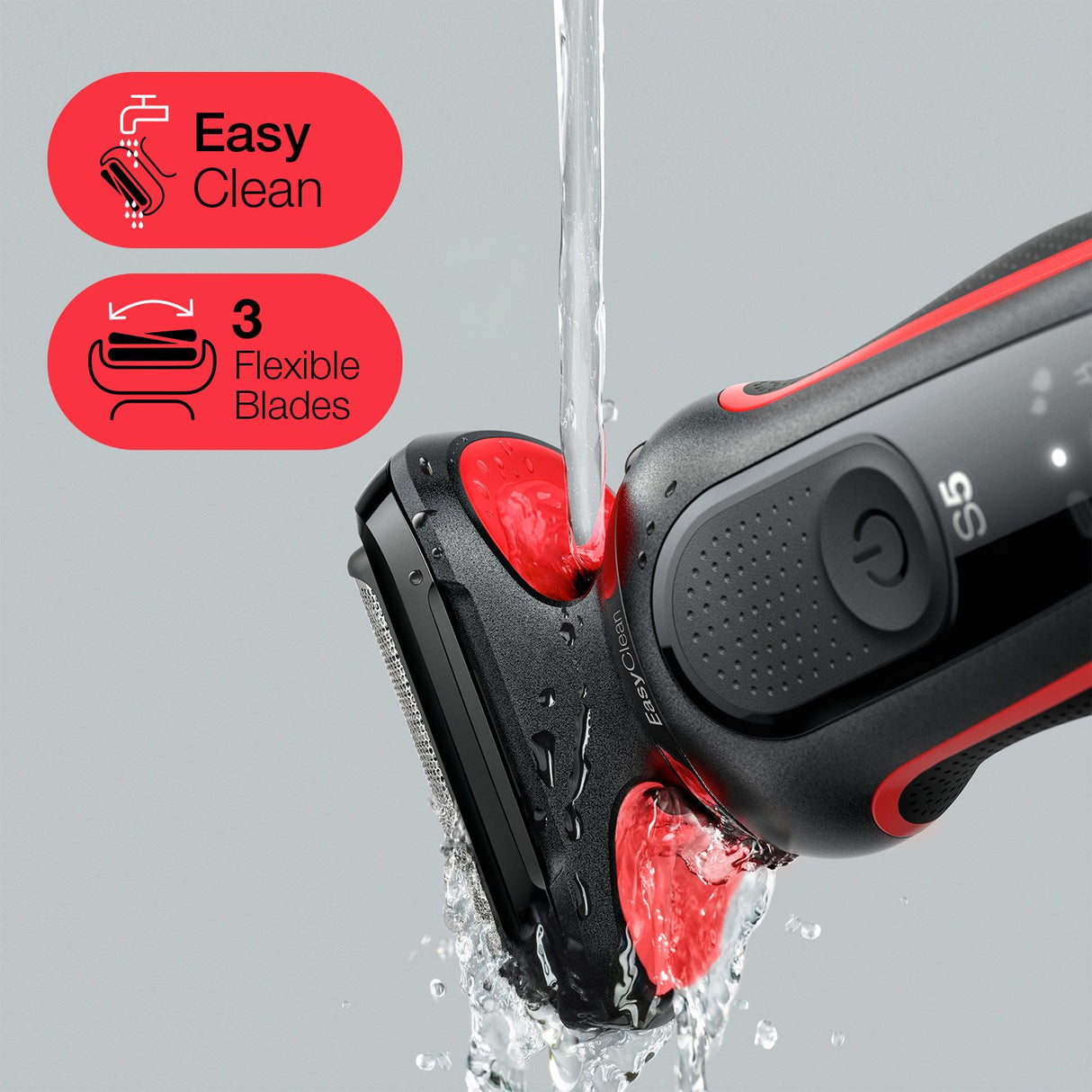 EAN 4210201429333 - Braun Series 5 51-R1200S afeitadora Máquina de afeitar de láminas Recortadora Negro, Rojo imagen 4