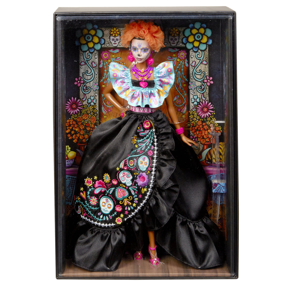 Muñeca Mattel Barbie Signature Día De Muertos 2024 Coleccionable Con Vestido Negro Con Volantes Hrm72