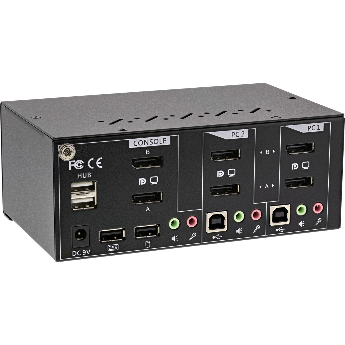 Switch Kvm Inline, 2 Puertos, Monitor Dual Displayport 1.2, 4k, Usb 2.0, Audio