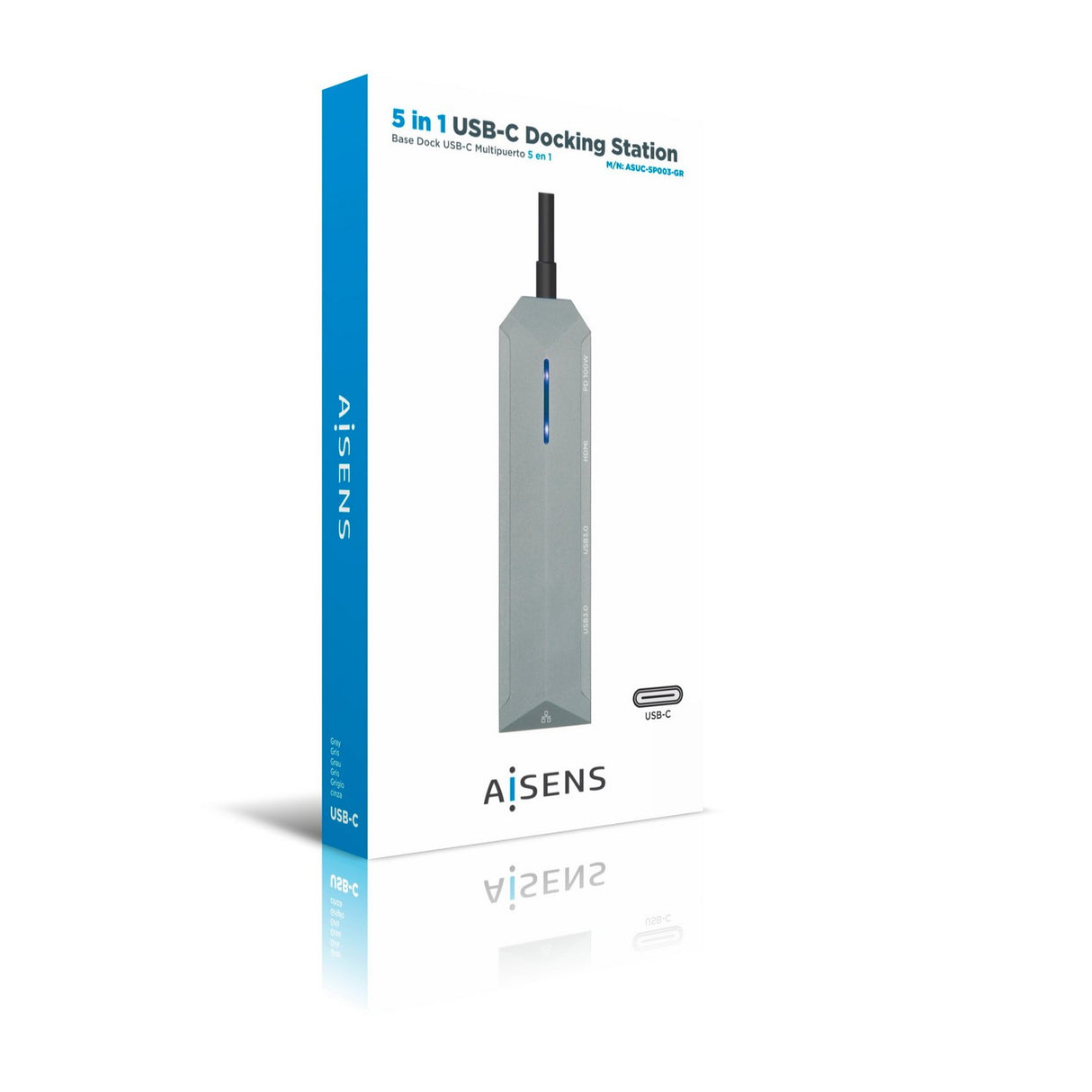 EAN 8436574707595 - AISENS ASUC-5P003-GR base para portátil y replicador de puertos Alámbrico USB 3.2 Gen 1 (3.1 Gen 1) Type- imagen 5
