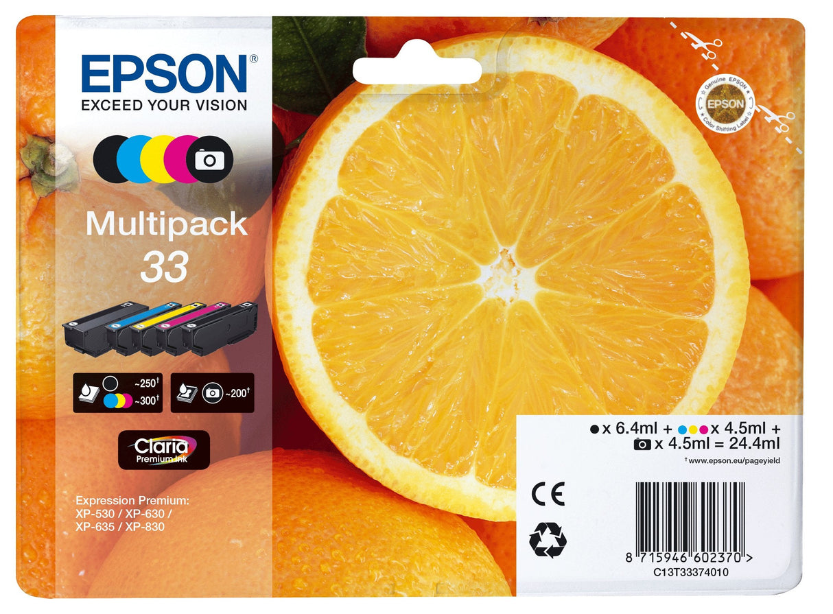 EAN 8715946645278 - Epson Oranges C13T33374011 cartucho de tinta 1 pieza(s) Original Rendimiento estándar Negro, Foto negro, imagen 1