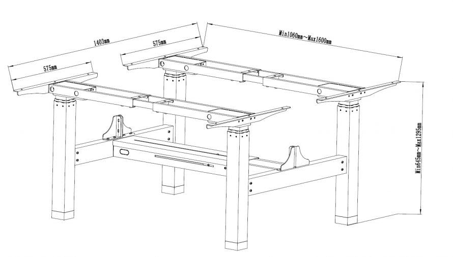Mesa Electrica Ergonomica Doble Cara A Cara Altura Regulable Sin Tablero Color Estructura Gris Control Tactil Altura Desde 645mm-1290mm