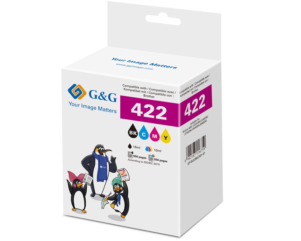 G&G Cartucho 4 Brother Lc422val Bk,C,M,Y (550 Páginas)
