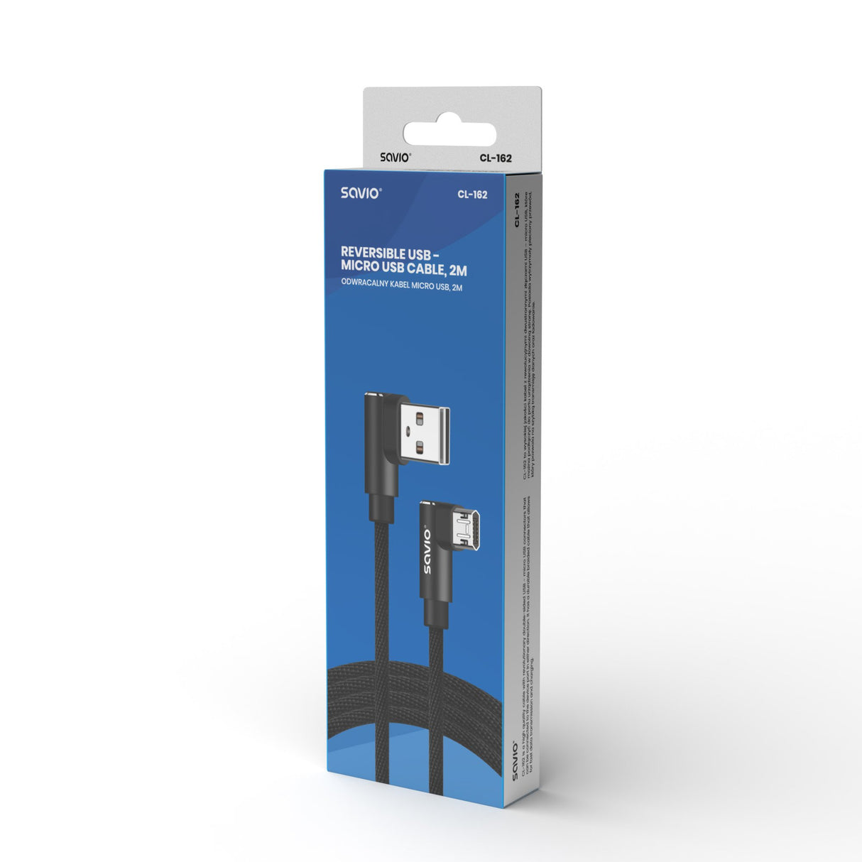 EAN 5901986047162 - Savio CL-161 dwustronny kabel USB- micro USB, 1m, ktowy, oplot cable USB USB 2.0 USB A Micro-USB A Negro imagen 5
