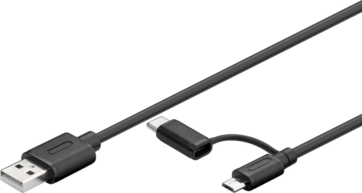 Kabel Usb 2.0 A->Micro B+C S/S 1,0m 2in1 Micro-B Kabel Mit Usb-C Adapter