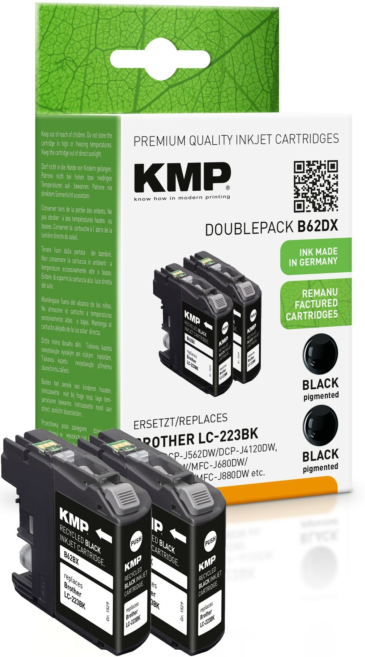 Cartucho Kmp Brother Lc-223bk Negro Negro Doble P. 2x550s. B62dx