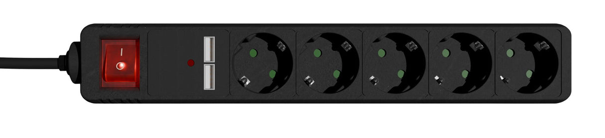 EAN 8716309132633 - Gembird SPG5-U2-5-02 base múltiple 1,5 m 5 salidas AC Interior Negro imagen 2