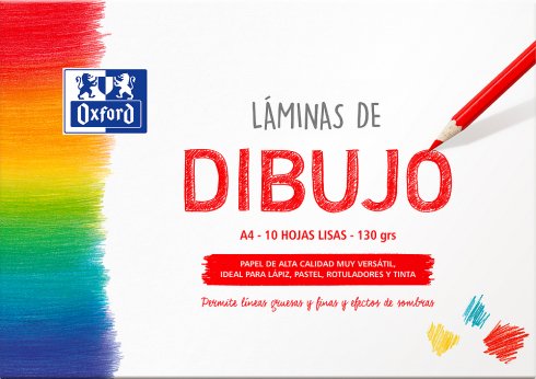Oxford Láminas Para Dibujo Escolar Pack 10 Hojas 130gr A4 Liso Blanco
