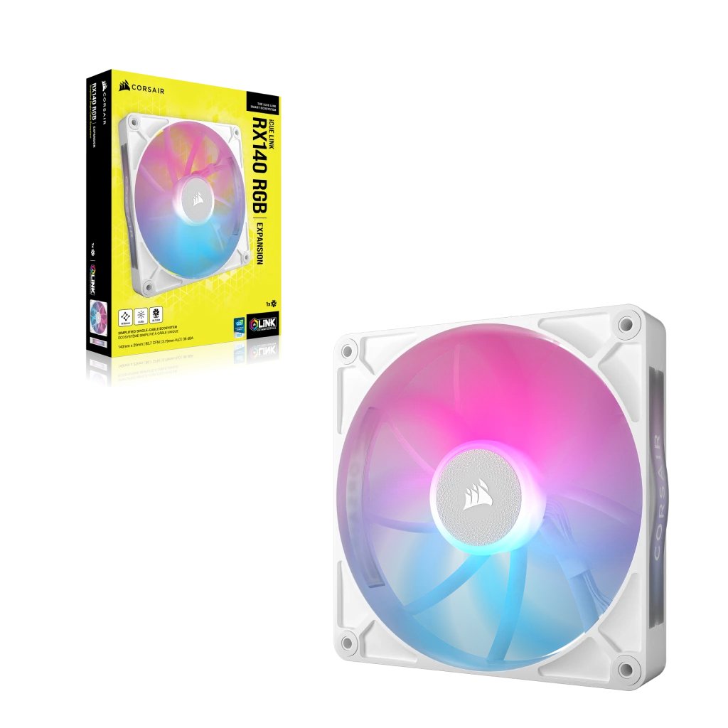 EAN 0840006680970 - Corsair iCUE LINK RX140 RGB Carcasa del ordenador Ventilador 14 cm Blanco 1 pieza(s) imagen 2
